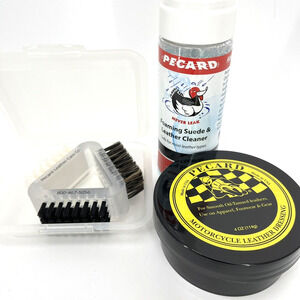 Pecard Motorcycle Leather Suede Care Set Full Size 3 Pieces including Brush